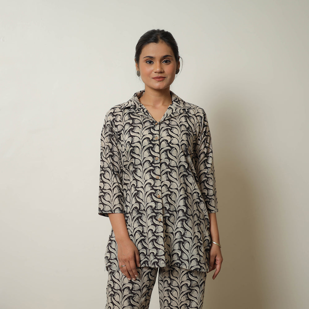 Grey - Block Printed Cotton Bagru Co-Ord Set 05