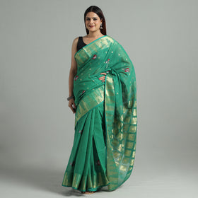 Green - bengal pure cotton zari tant handloom saree 64