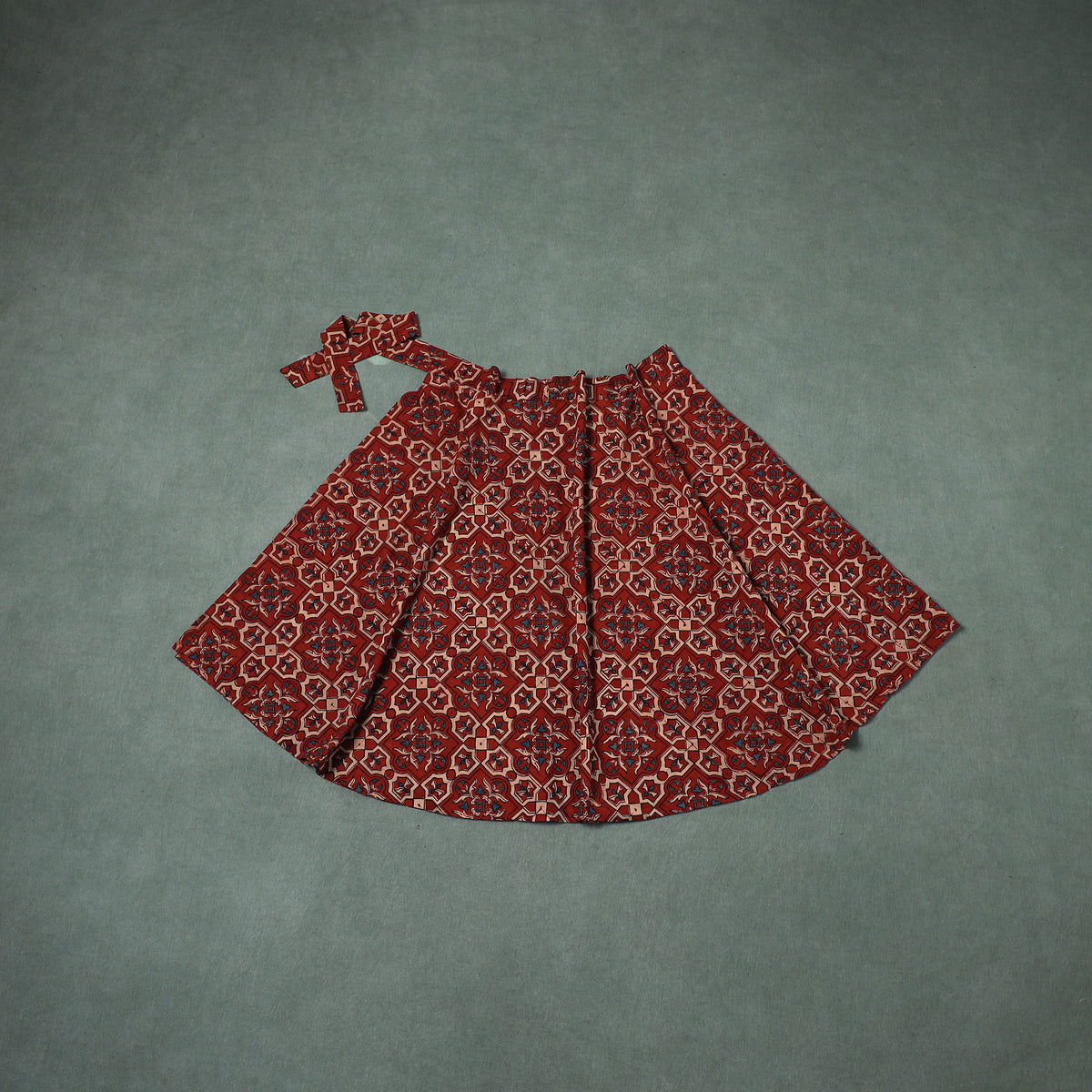 Ajrakh Hand Block Print Cotton Wrap Around Skirt 19