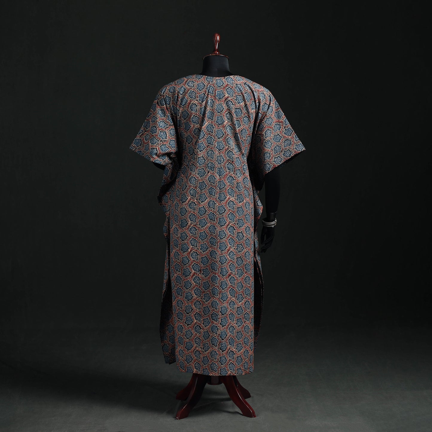 Ajrakh Hand Block Print Natural Dyed Cotton Kaftan (Long) 78