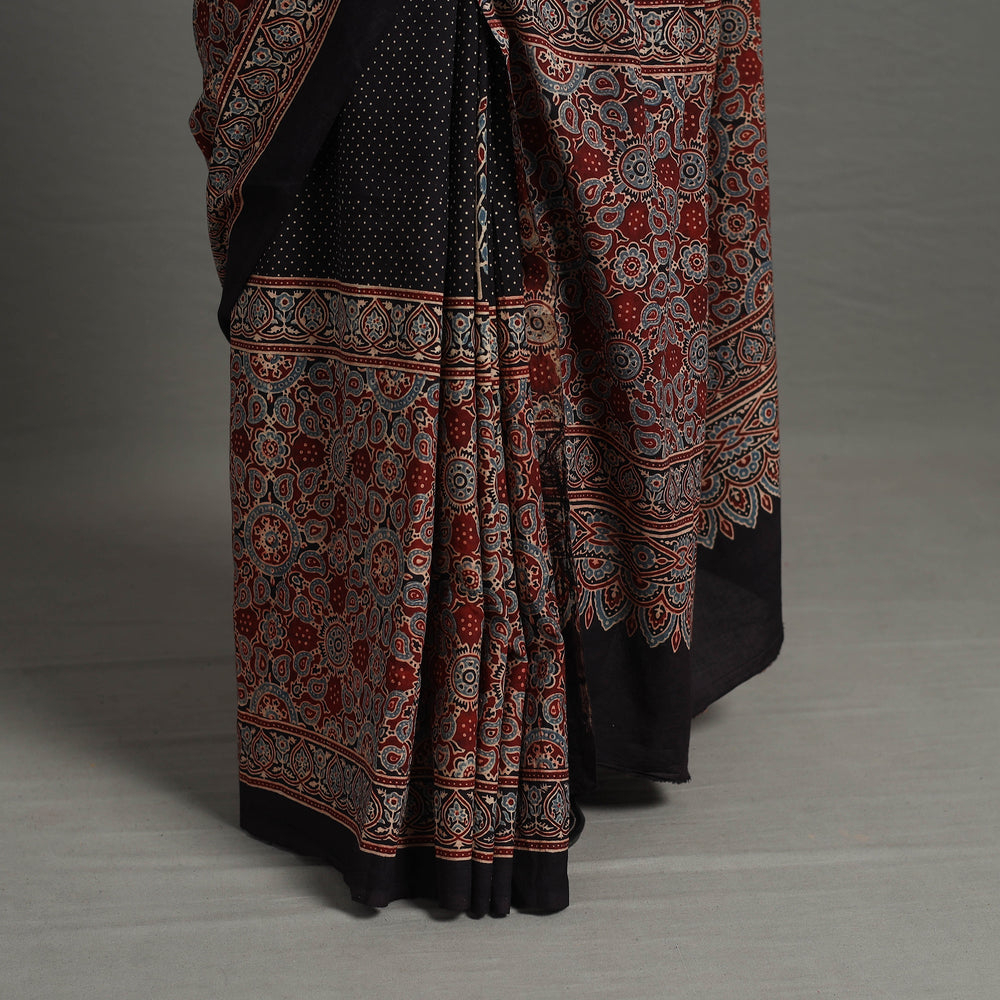 Ajrakh Block Printing Cotton Natural Dyed Saree