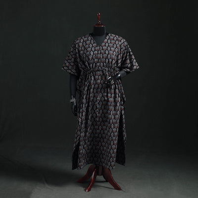 Ajrakh Hand Block Print Natural Dyed Cotton Kaftan (Long) 79