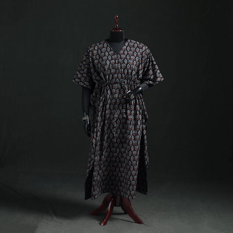 Ajrakh Hand Block Print Natural Dyed Cotton Kaftan (Long) 79