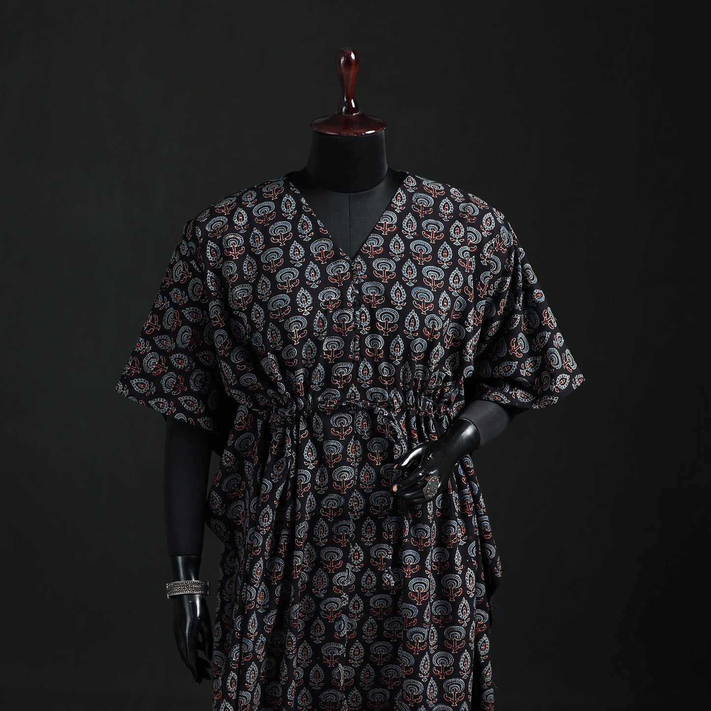 Ajrakh Hand Block Print Natural Dyed Cotton Kaftan (Long) 79