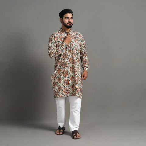 Kalamkari Block Printed Cotton Men Long Kurta 20