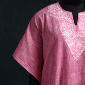 Pink - Kashmiri Aari Hand Embroidered Cotton Kaftan (Long) 33