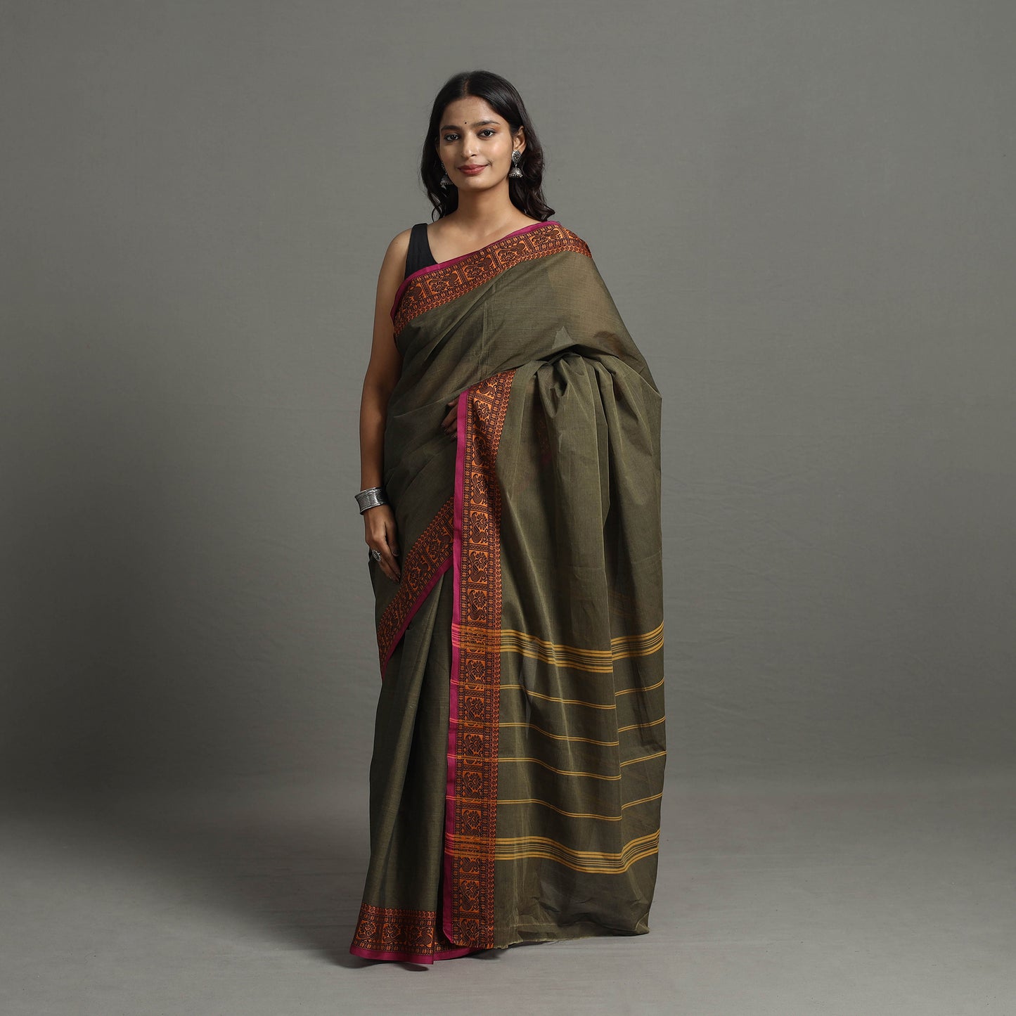 Traditional Kanchipuram Cotton Saree with Zari Border 78