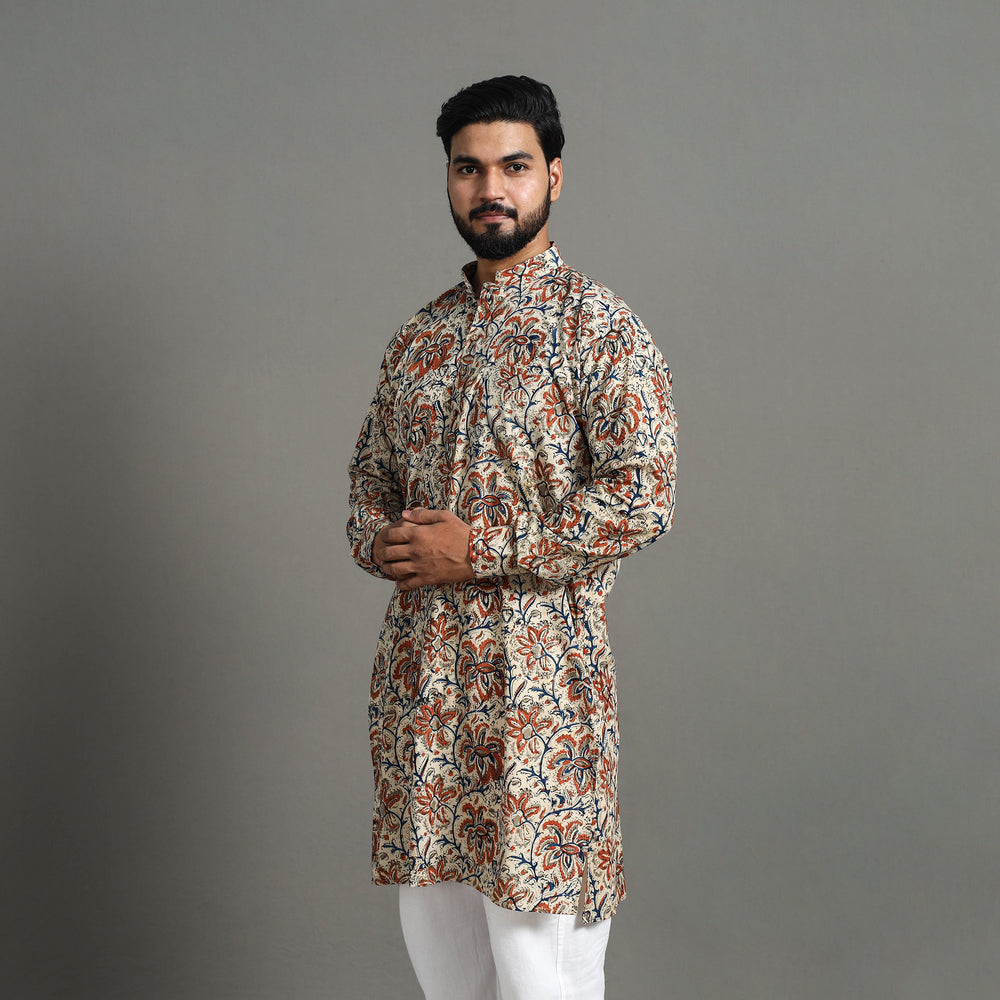 Kalamkari Block Printed Cotton Men Long Kurta 20