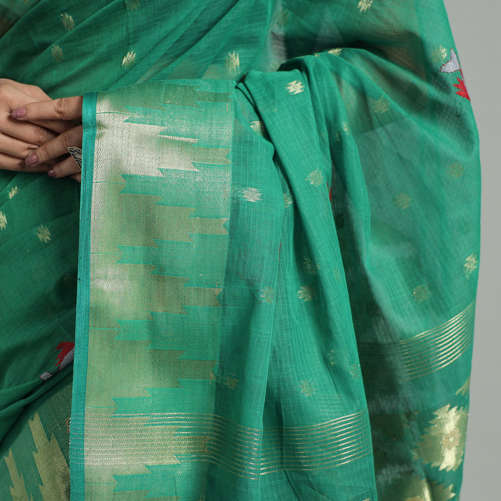 Green - Bengal Pure Cotton Zari Tant Handloom Saree 64