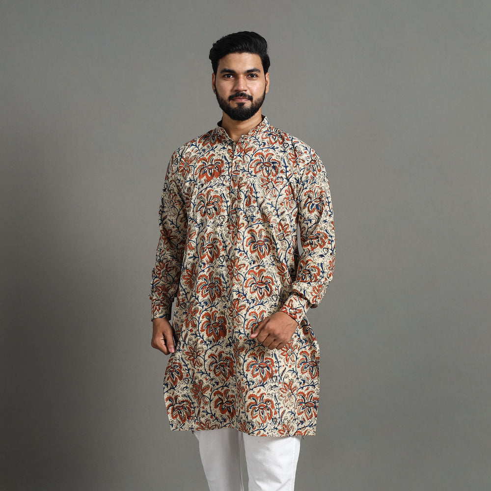 Kalamkari Block Printed Cotton Men Long Kurta 20