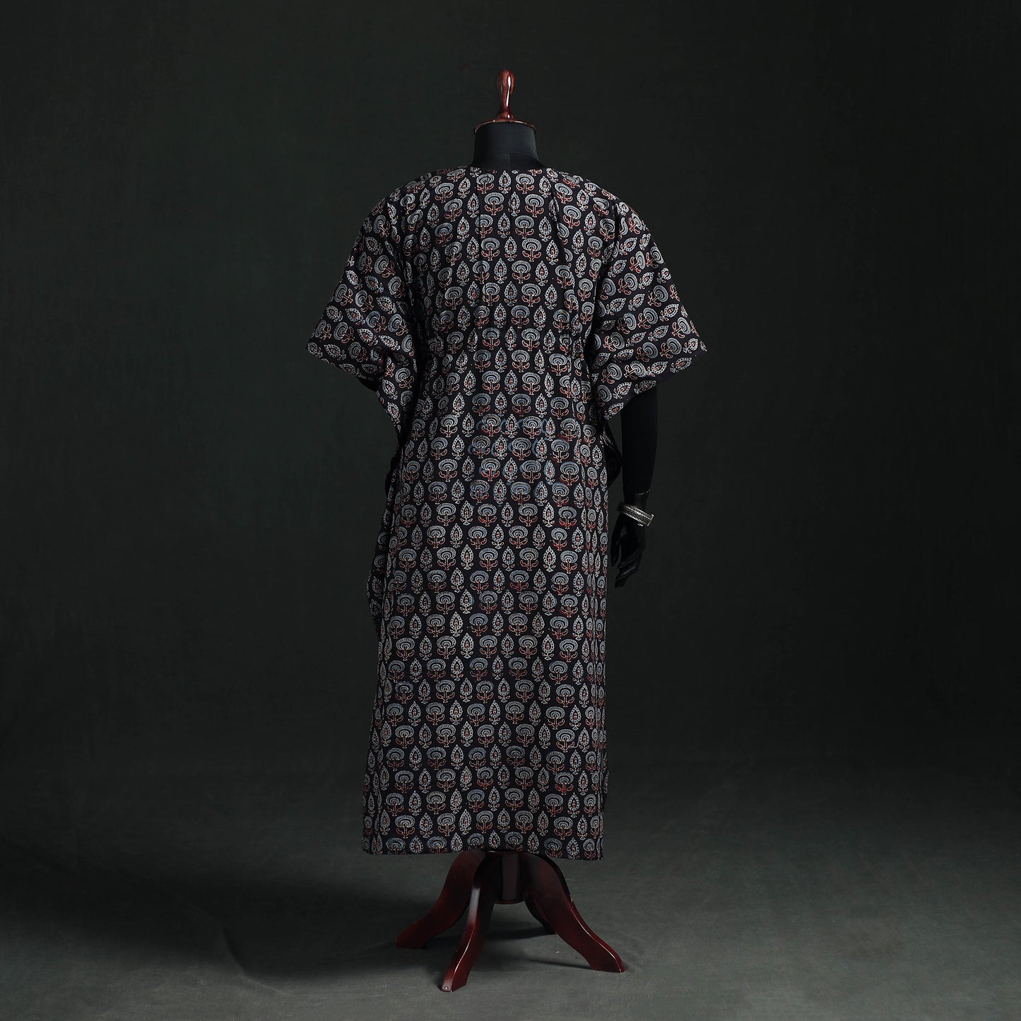 Ajrakh Hand Block Print Natural Dyed Cotton Kaftan (Long) 79