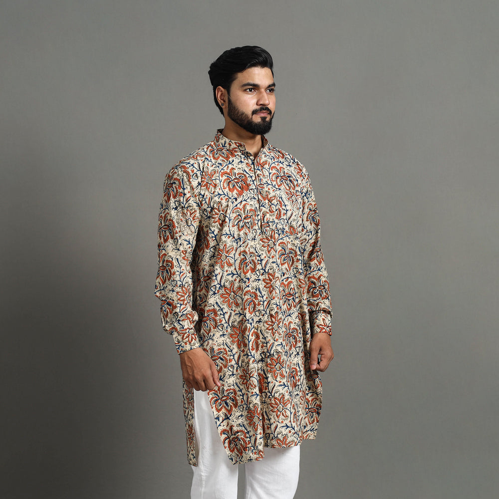 Kalamkari Block Printed Cotton Men Long Kurta 20