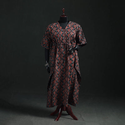 Ajrakh Hand Block Print Natural Dyed Cotton Kaftan (Long) 80