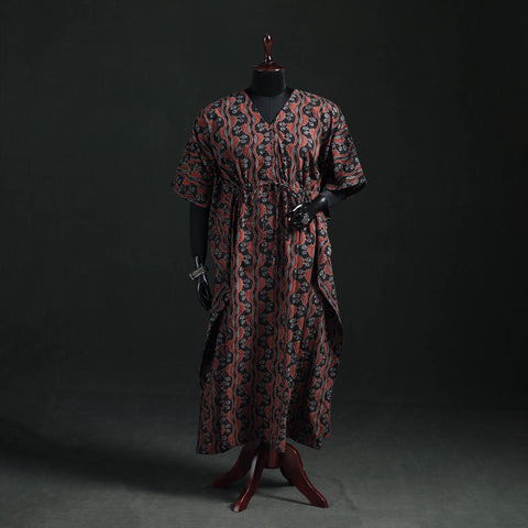 Ajrakh Hand Block Print Natural Dyed Cotton Kaftan (Long) 80