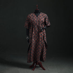 Ajrakh Hand Block Print Natural Dyed Cotton Kaftan (Long) 80