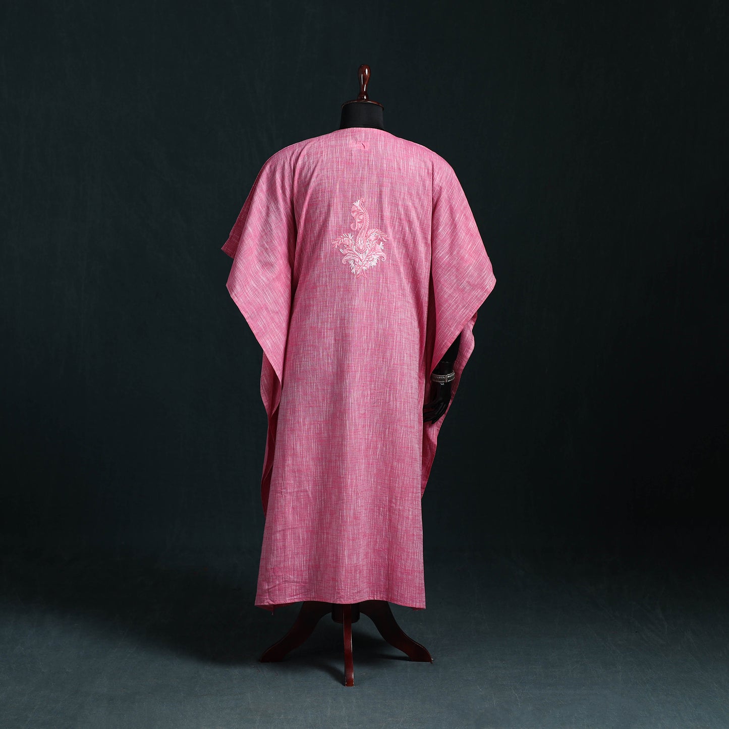 Pink - Kashmiri Aari Hand Embroidered Cotton Kaftan (Long) 33