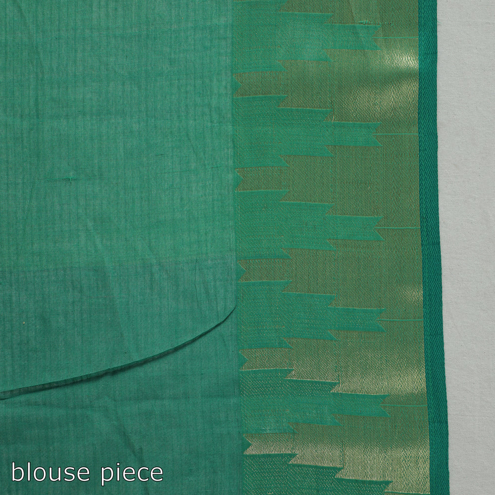 Green - Bengal Pure Cotton Zari Tant Handloom Saree 64