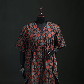 Ajrakh Hand Block Print Natural Dyed Cotton Kaftan (Long) 80