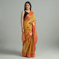 Yellow - Bengal Pure Cotton Zari Tant Handloom Saree 65