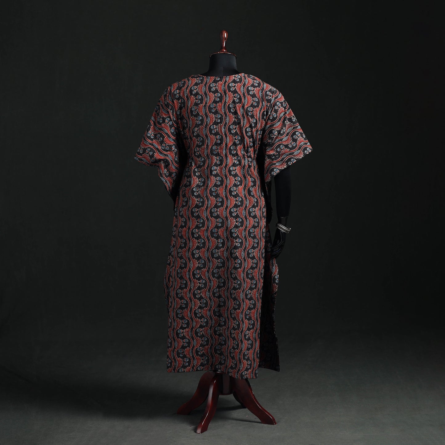 Ajrakh Hand Block Print Natural Dyed Cotton Kaftan (Long) 80