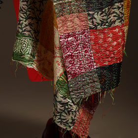 Bengal Hand Embroidery Patchwork Reversible Silk Kantha Dupatta 89