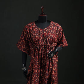 Ajrakh Hand Block Print Natural Dyed Cotton Kaftan (Long) 81