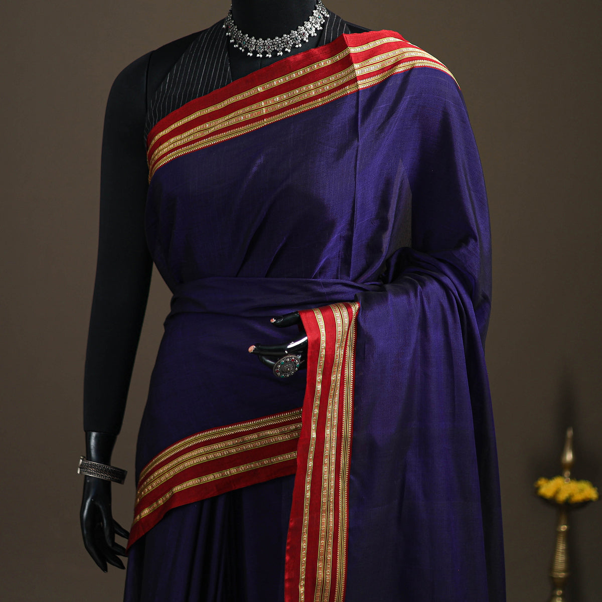 Mercerised Cotton Silk Plain Saree with Blouse Piece 37