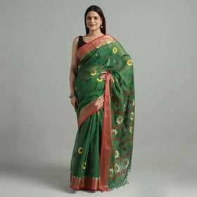 Green - bengal pure cotton zari tant handloom saree 66