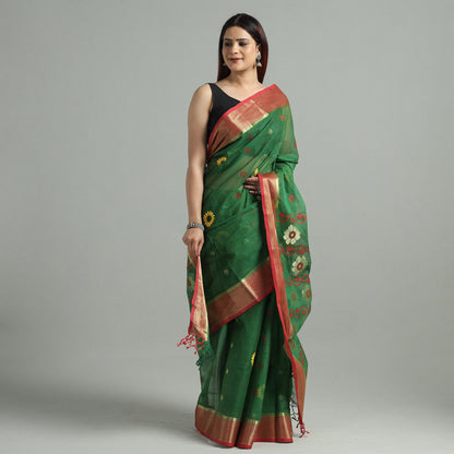 Green - Bengal Pure Cotton Zari Tant Handloom Saree 66