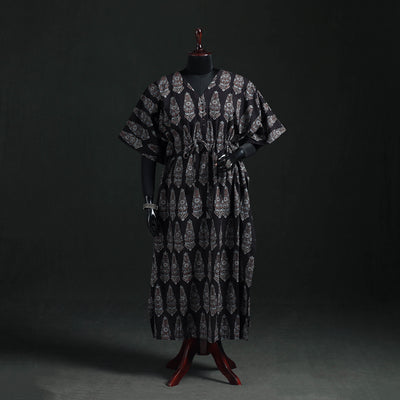 Ajrakh Hand Block Print Natural Dyed Cotton Kaftan (Long) 82