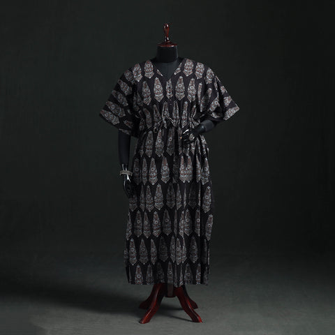 Ajrakh Hand Block Print Natural Dyed Cotton Kaftan (Long) 82