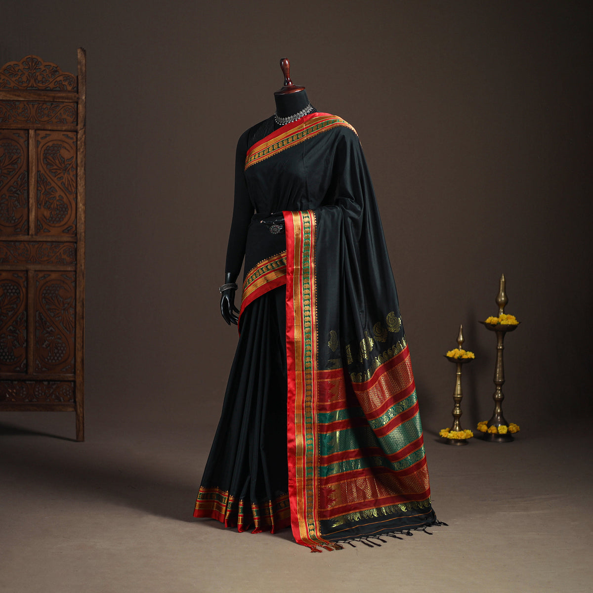 Mercerised Cotton Silk Plain Saree with Blouse Piece 38