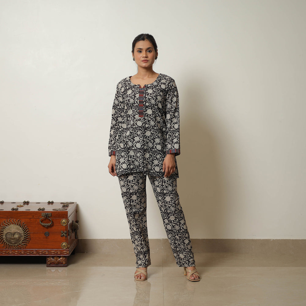 Black - Block Printed Cotton Bagru Co-Ord Set 13