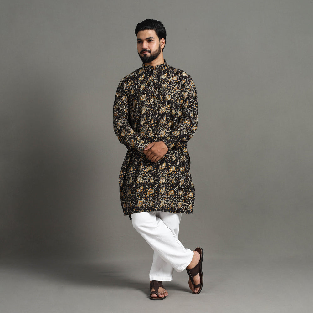 Kalamkari Block Printed Cotton Men Long Kurta 21