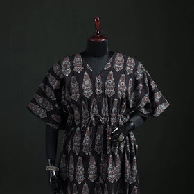 Ajrakh Hand Block Print Natural Dyed Cotton Kaftan (Long) 82