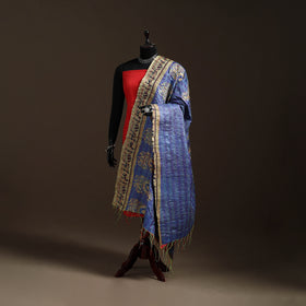 Bengal Hand Embroidery Patchwork Reversible Silk Kantha Dupatta 90