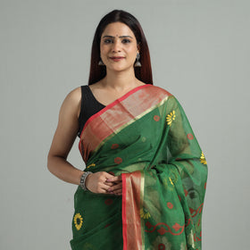 Green - bengal pure cotton zari tant handloom saree 66