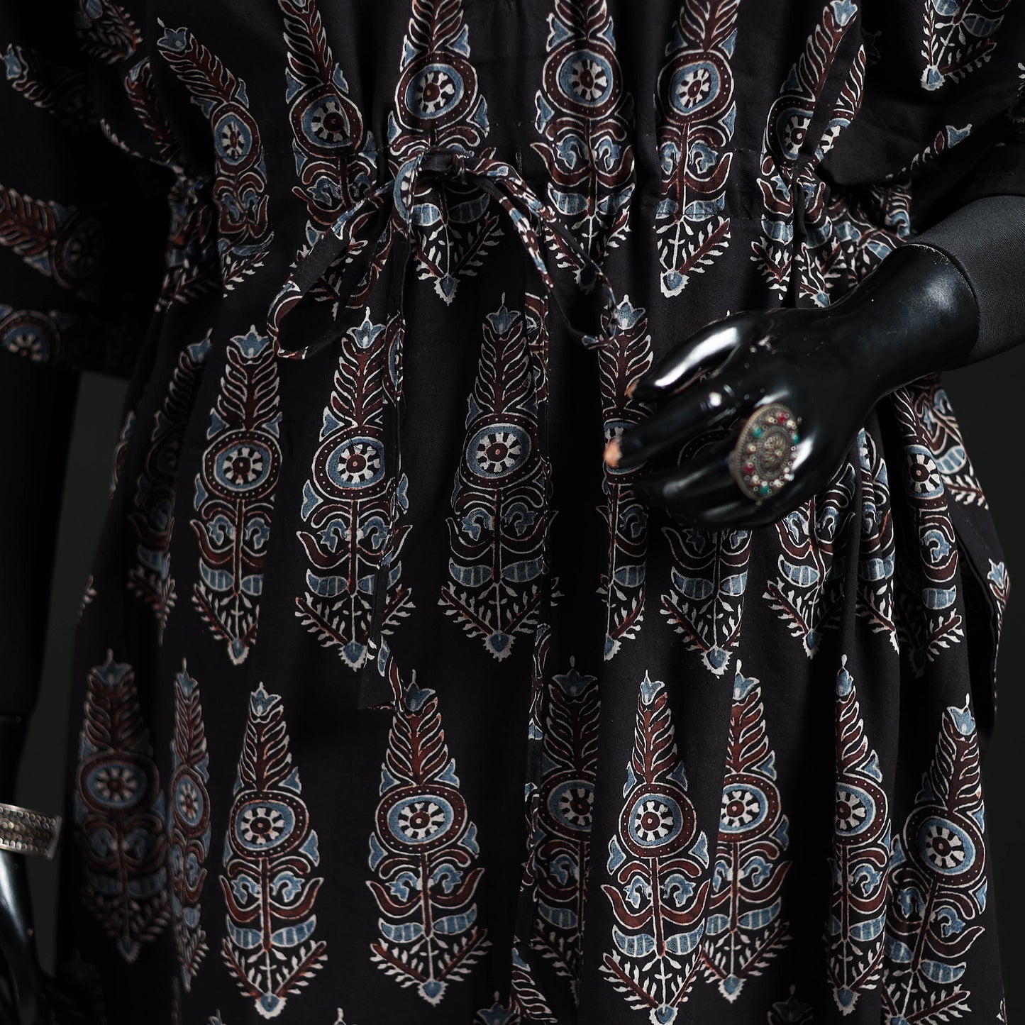 Ajrakh Hand Block Print Natural Dyed Cotton Kaftan (Long) 82