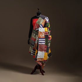 Multicolor - Bengal Hand Embroidery Patchwork Reversible Silk Kantha Dupatta 91