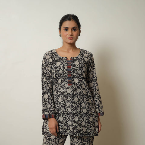 Black - Block Printed Cotton Bagru Co-Ord Set 13