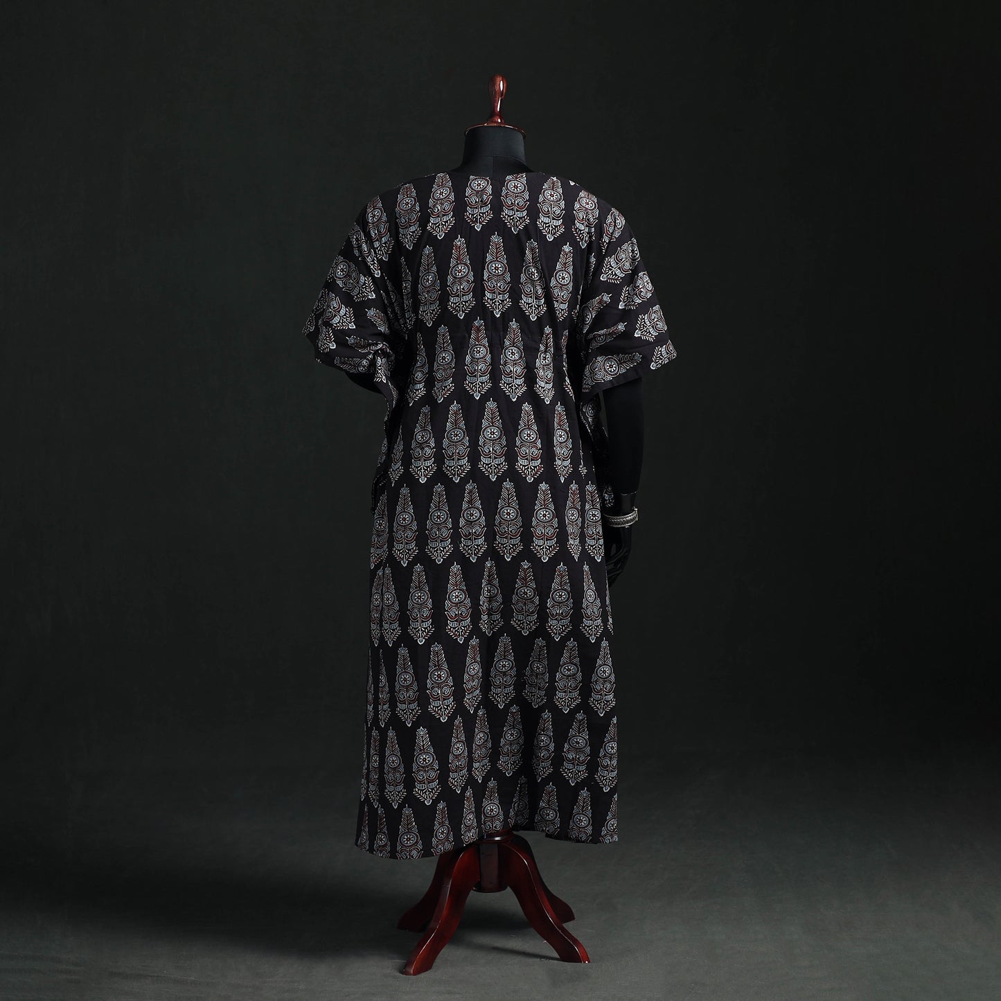 Ajrakh Hand Block Print Natural Dyed Cotton Kaftan (Long) 82