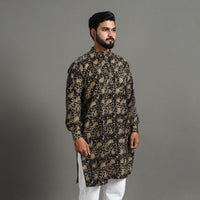 Kalamkari Block Printed Cotton Men Long Kurta 21