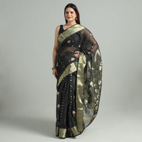 Black - bengal pure cotton zari tant handloom saree 71