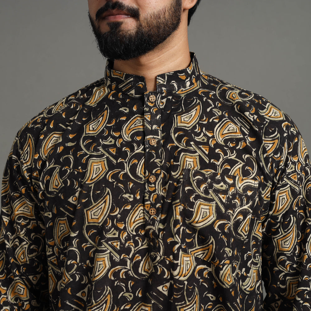 Kalamkari Block Printed Cotton Men Long Kurta 21