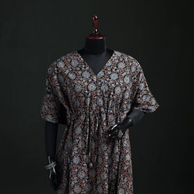 Ajrakh Hand Block Print Natural Dyed Cotton Kaftan (Long) 83