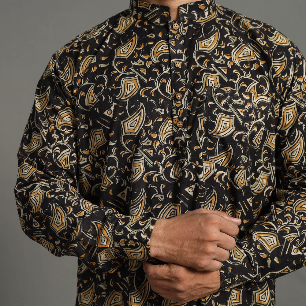 Kalamkari Block Printed Cotton Men Long Kurta 21