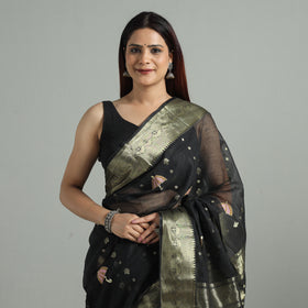 Black - bengal pure cotton zari tant handloom saree 71