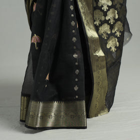 Black - bengal pure cotton zari tant handloom saree 71