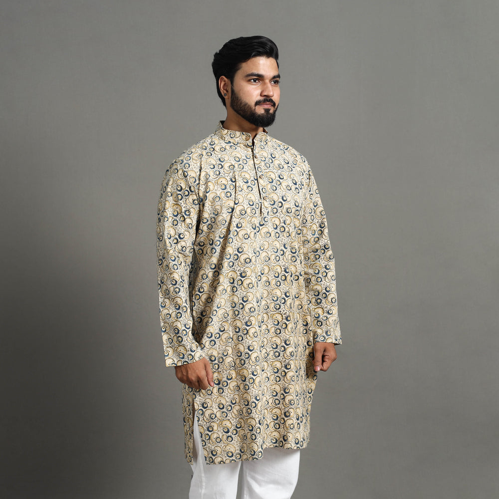 Kalamkari Block Printed Cotton Men Long Kurta 18