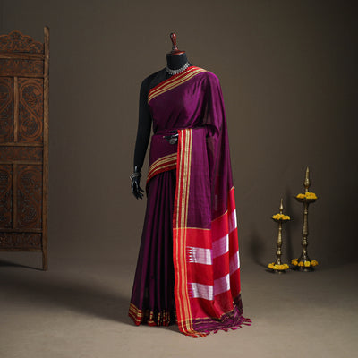 Mercerised Cotton Silk Plain Saree with Blouse Piece 40